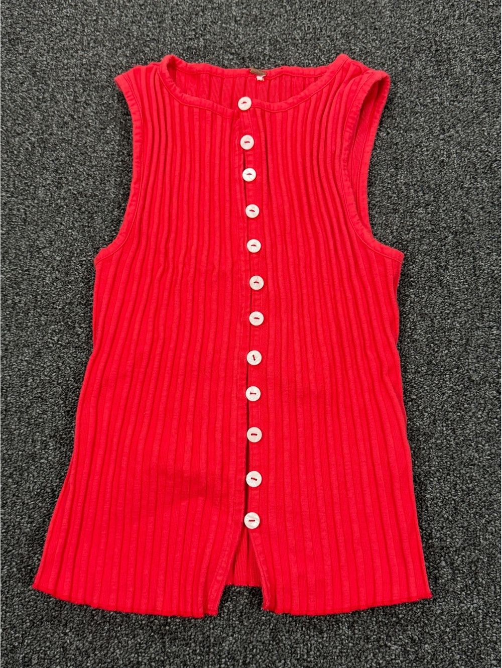 Free people Red Ribbed Sleeveless Button-Up sleeveless Vest